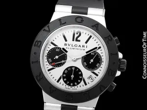 Bvlgari Bulgari Diagono Mens Panda Dial Chronograph Watch, AL38A - Aluminum & Rubber