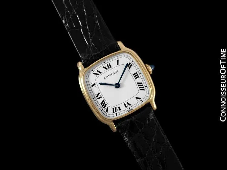 Cartier Vintage Mens Midsize Mechanical Watch - Solid 18K Gold