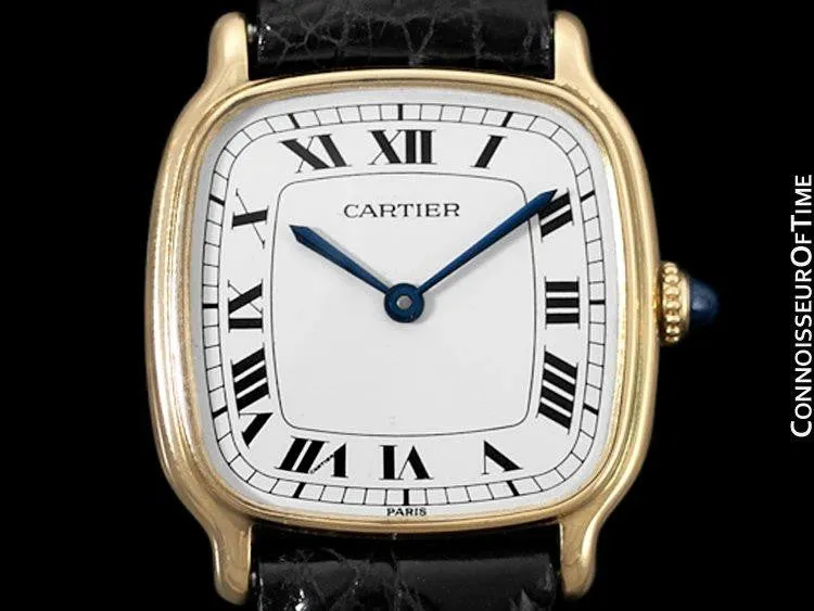 Cartier Vintage Mens Midsize Mechanical Watch - Solid 18K Gold