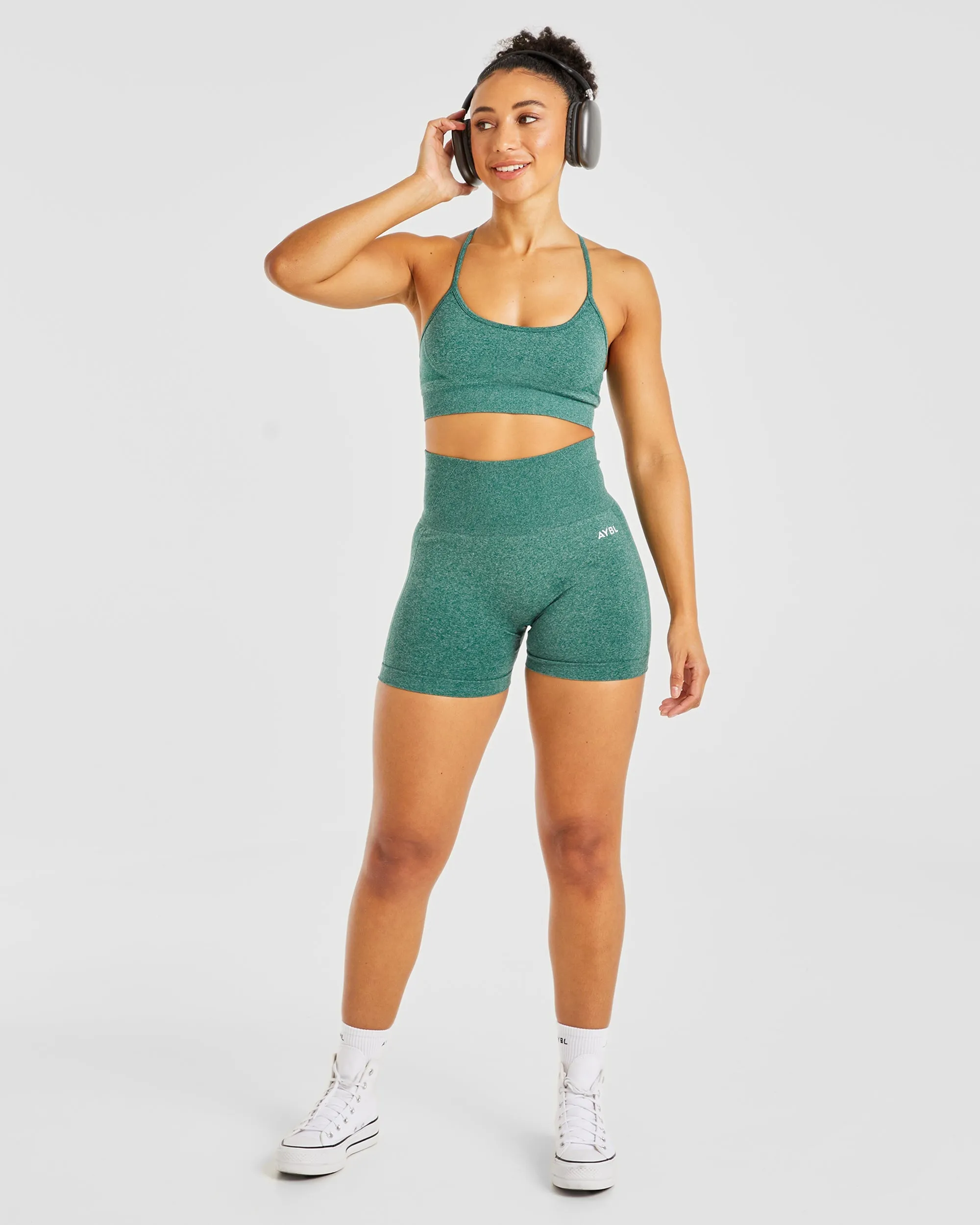 Empower Seamless Shorts - Forest Green Marl