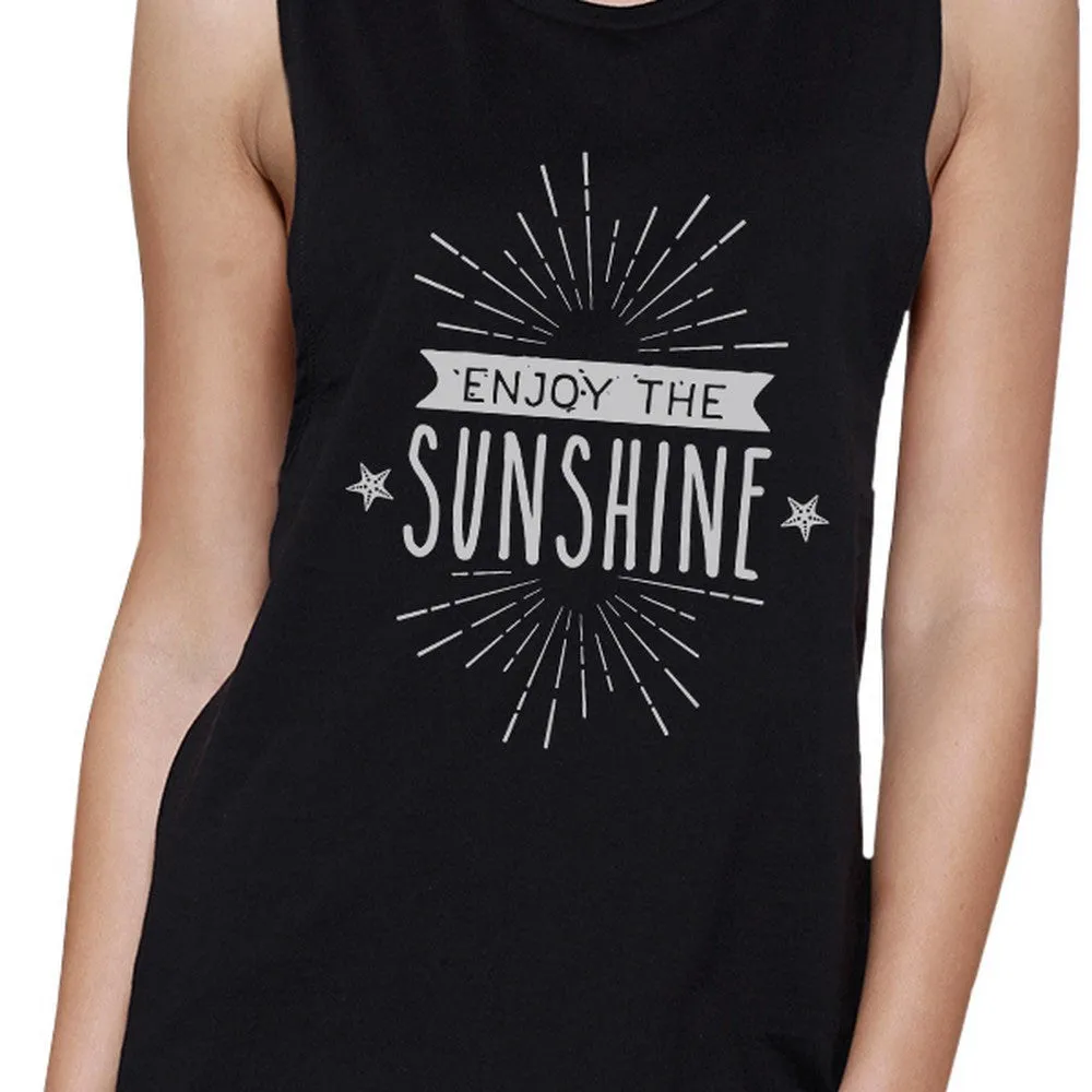 Enjoy The Sunshine Womens Black Muscle Top