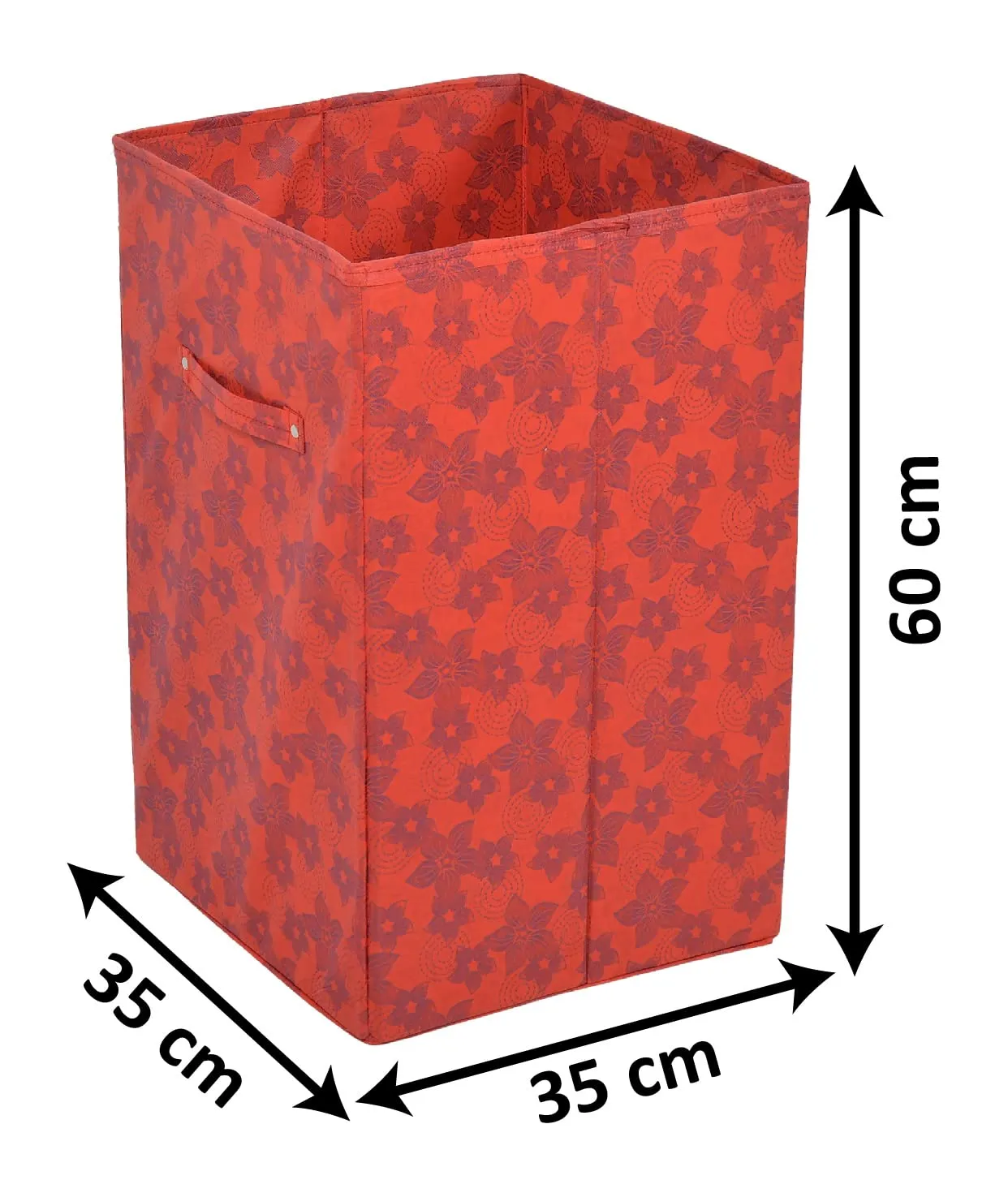 Heart Home Metallic Flower Printed Non-Woven Foldable Large Laundry basket/Hamper With Handles- Pack of 2 (Red)-HS43HEARTH25862