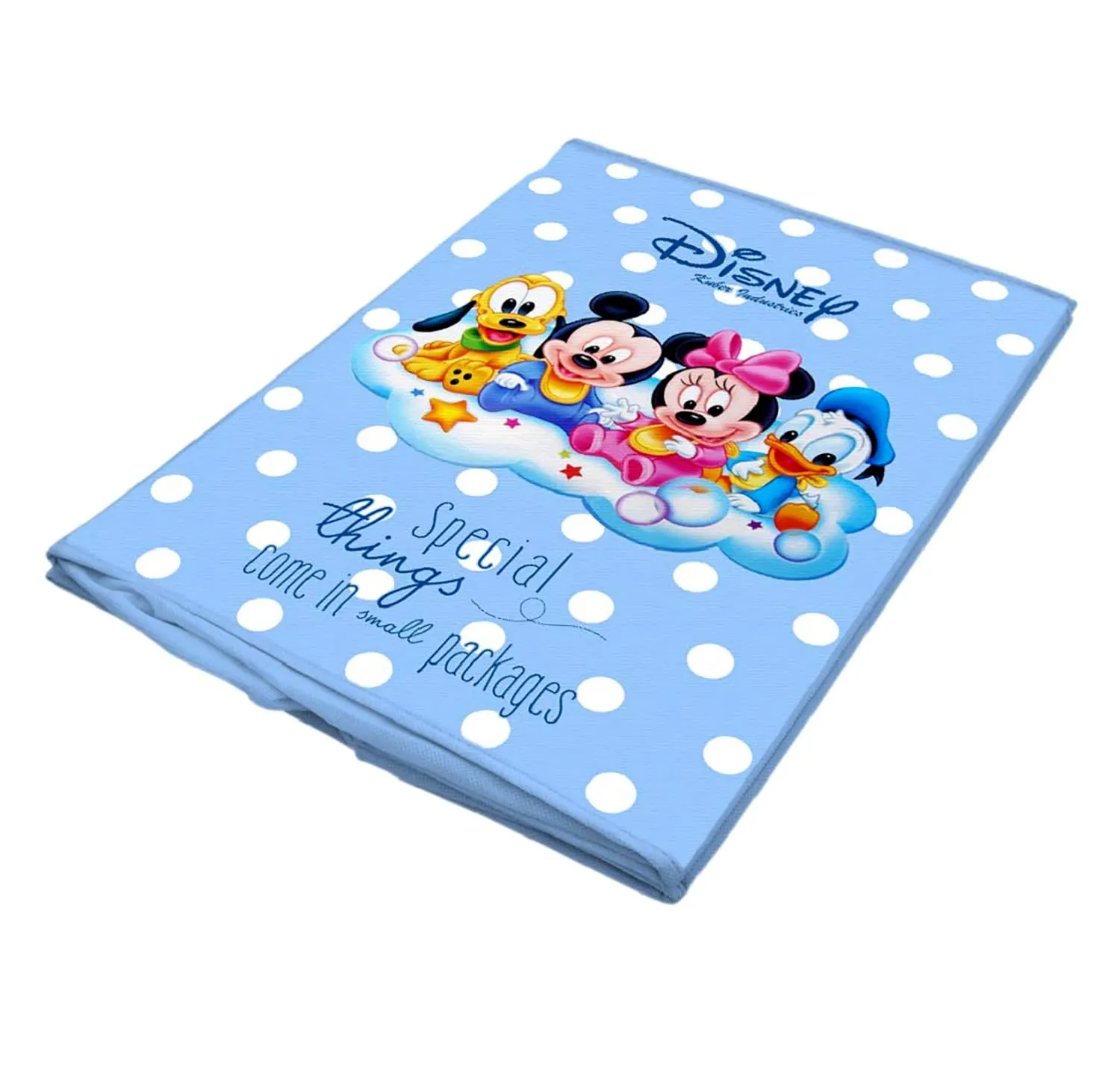 Heart Home Mickey Minnie & Friend Print Non-Woven Laundry Basket, Clothes Hamper For Laundry Closet, Bedroom, Bathroom With Lid & Handles Pack of 2 (Blue) 54HH4092.