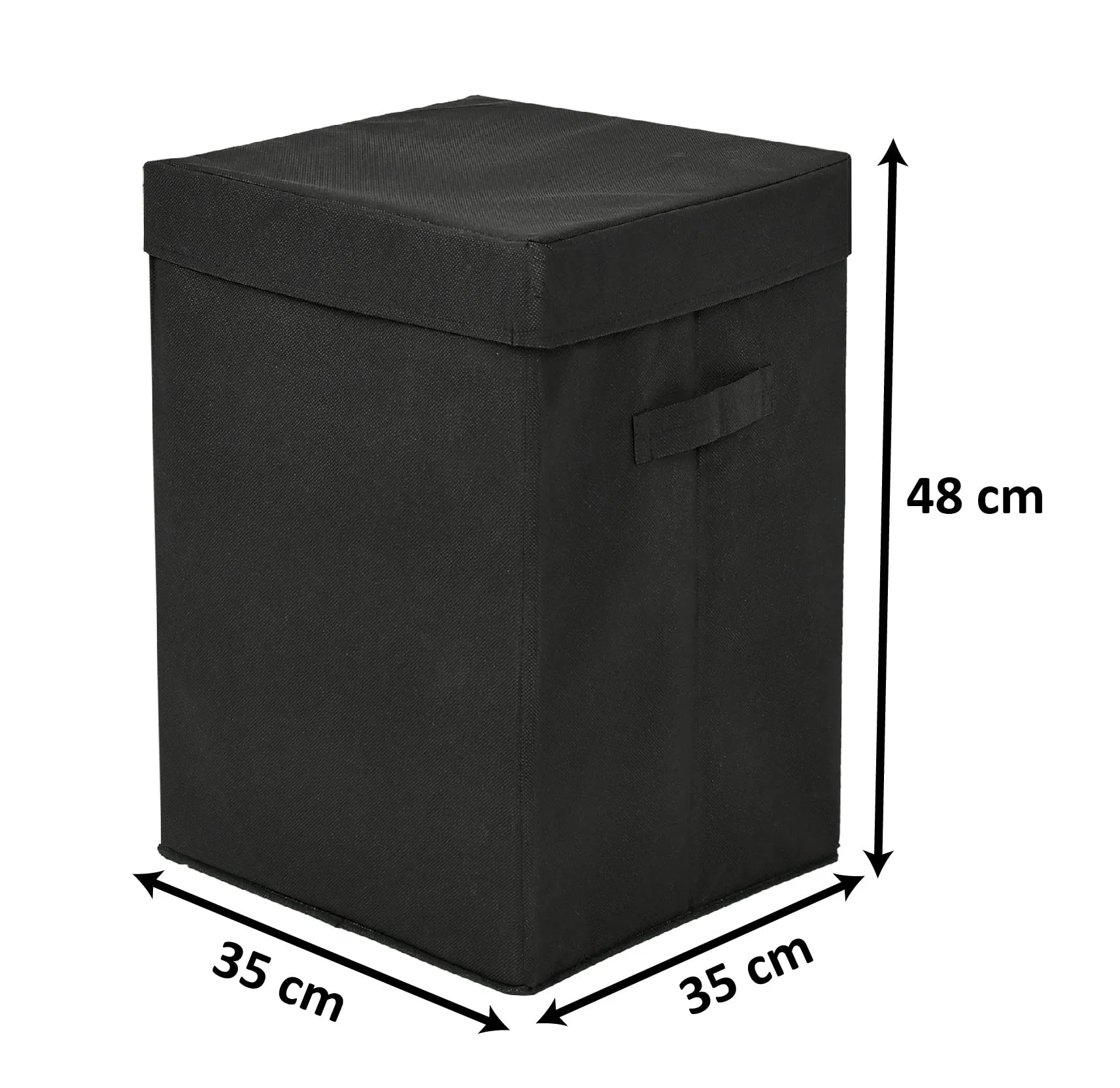 Kuber Industries Non-Woven Laundry Basket, Clothes Hamper For Laundry Closet, Bedroom, Bathroom With Lid & Handles (Black)-44KM0190