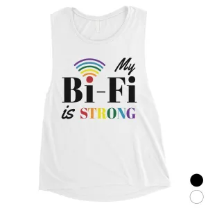 LGBT Bi-Fi Strong Rainbow Womens Muscle Top