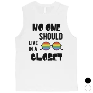 LGBT No Live Closet Rainbow Mens Muscle Top