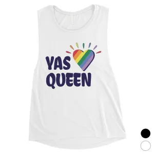 LGBT Yas Queen Rainbow Heart Womens Muscle Top