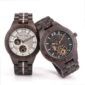 Men's Mechanical 50M Waterproof Wooden Watch