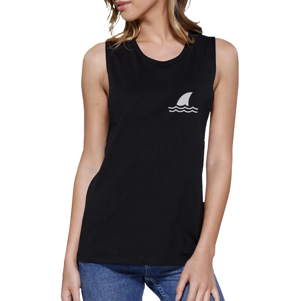 Mini Shark Black Womens Lightweight Cool Summer Muscle Tank Top