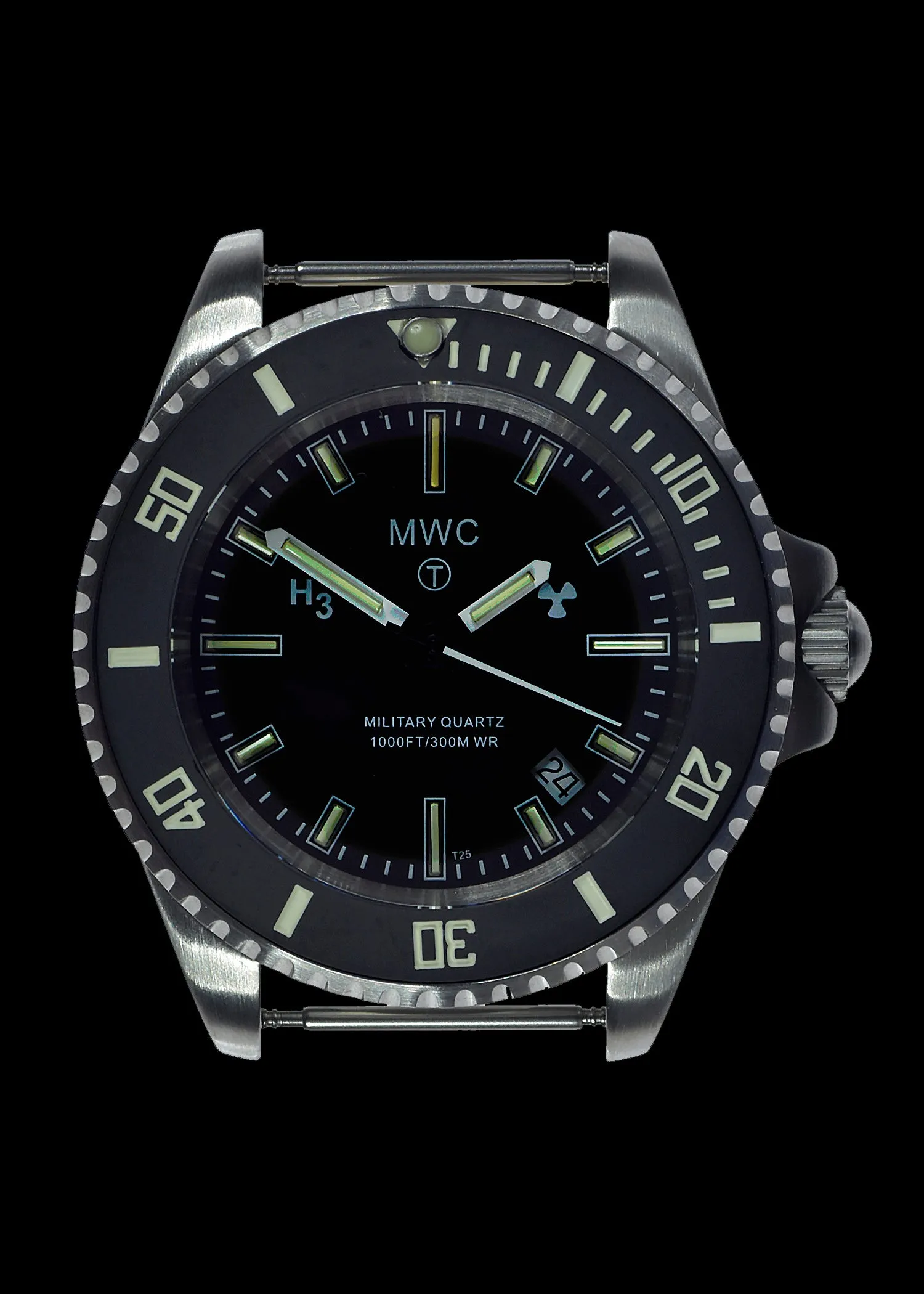 MWC 300m Stainless Steel Quartz Military Divers Watch with Tritium GTLS and 10 Year Battery Life