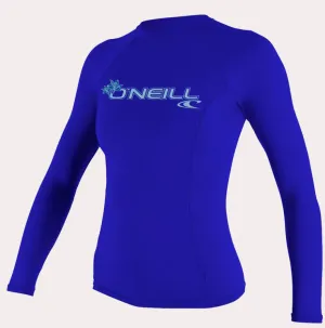 O'neill Women's Basic UPF 50  L/S Rash Guard Tahitian Blue