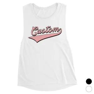 Pink College Swoosh Trippy Amazing Womens Personalized Muscle Tops