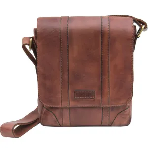 Prime Hide Ridgeback Luxury Brown Leather Small Messenger Bag