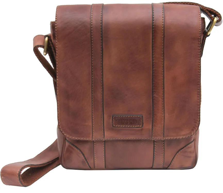 Prime Hide Ridgeback Luxury Brown Leather Small Messenger Bag