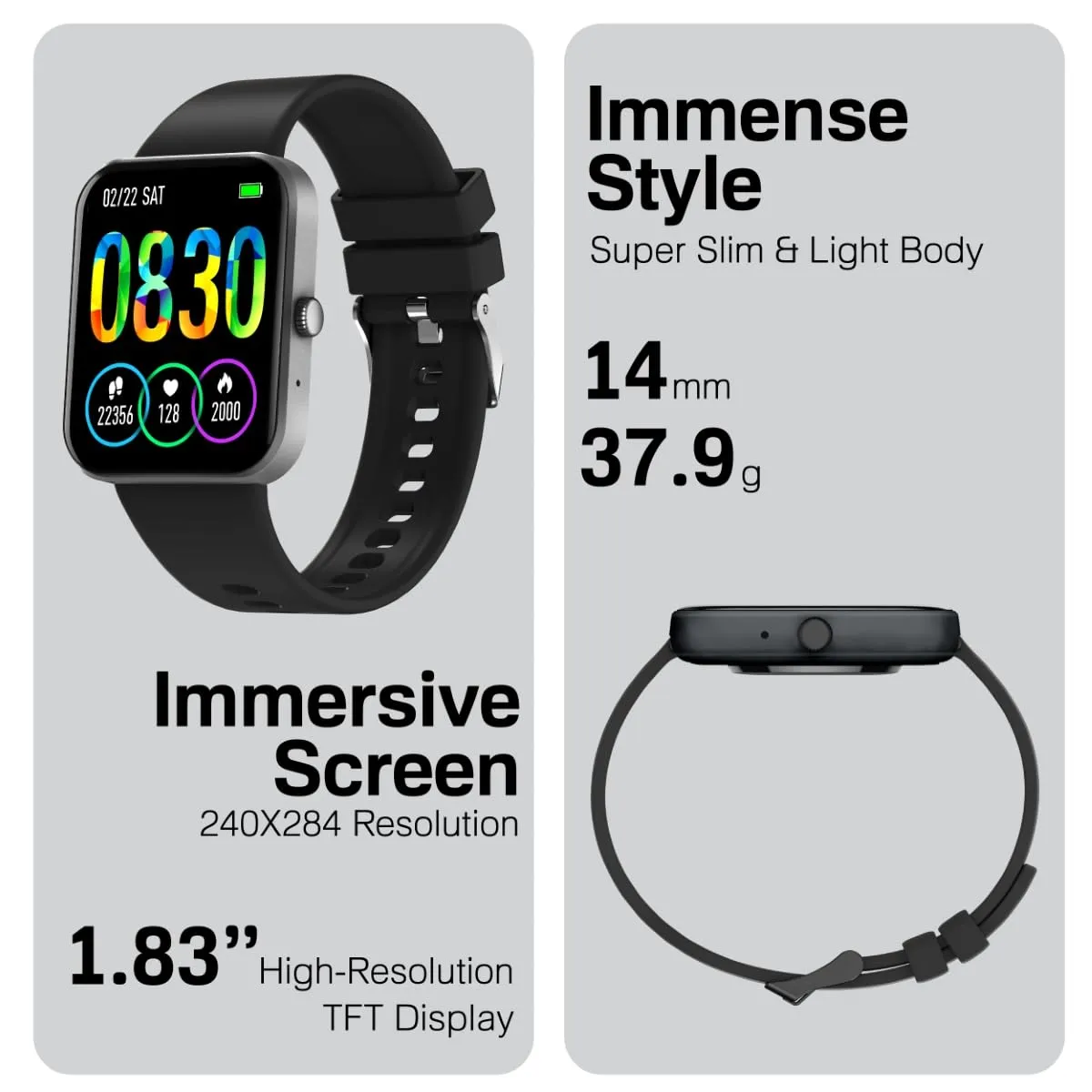 Promate Xwatch-B18 Fitness Smart Watch, (Graphite)