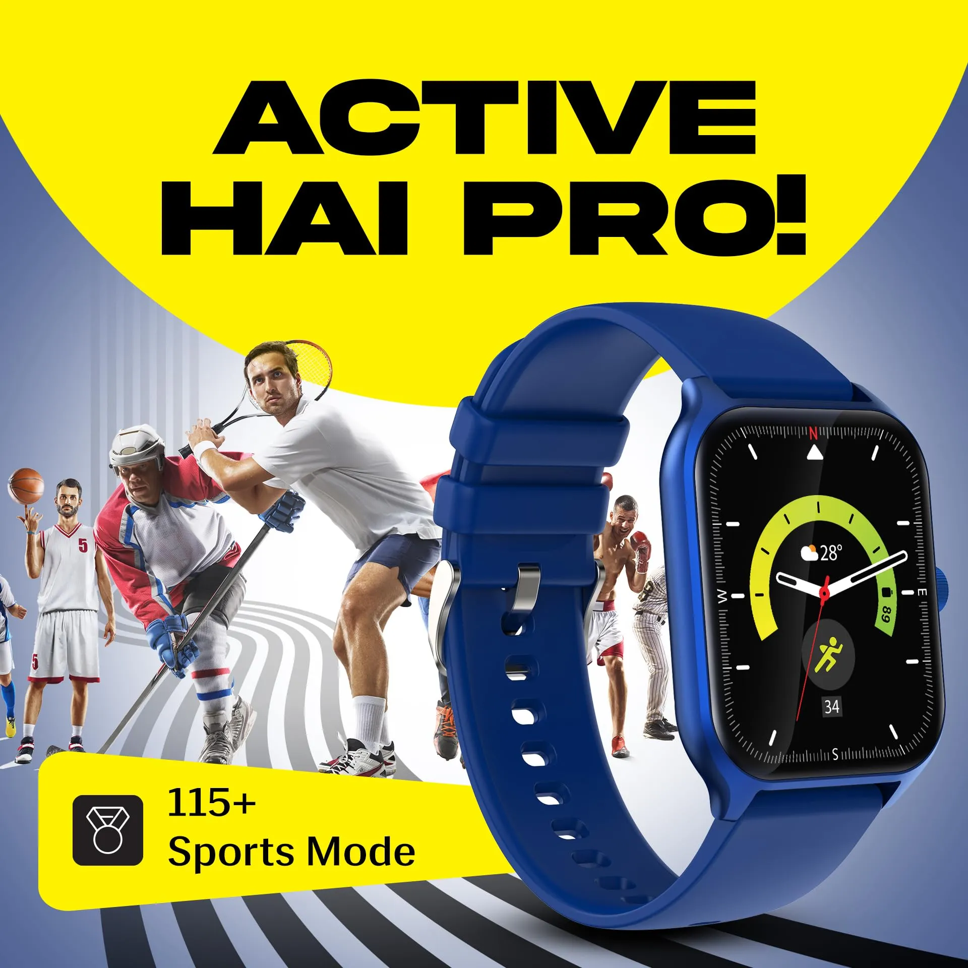 Prowatch VN with 2 Year Warranty | 1.96" TFT Display with High Resolution 320 * 386 | BT Calling | 500 Nits Brightness | Zinc Alloy Metal Body | IP67, Inbuilt Games | Delft Blue