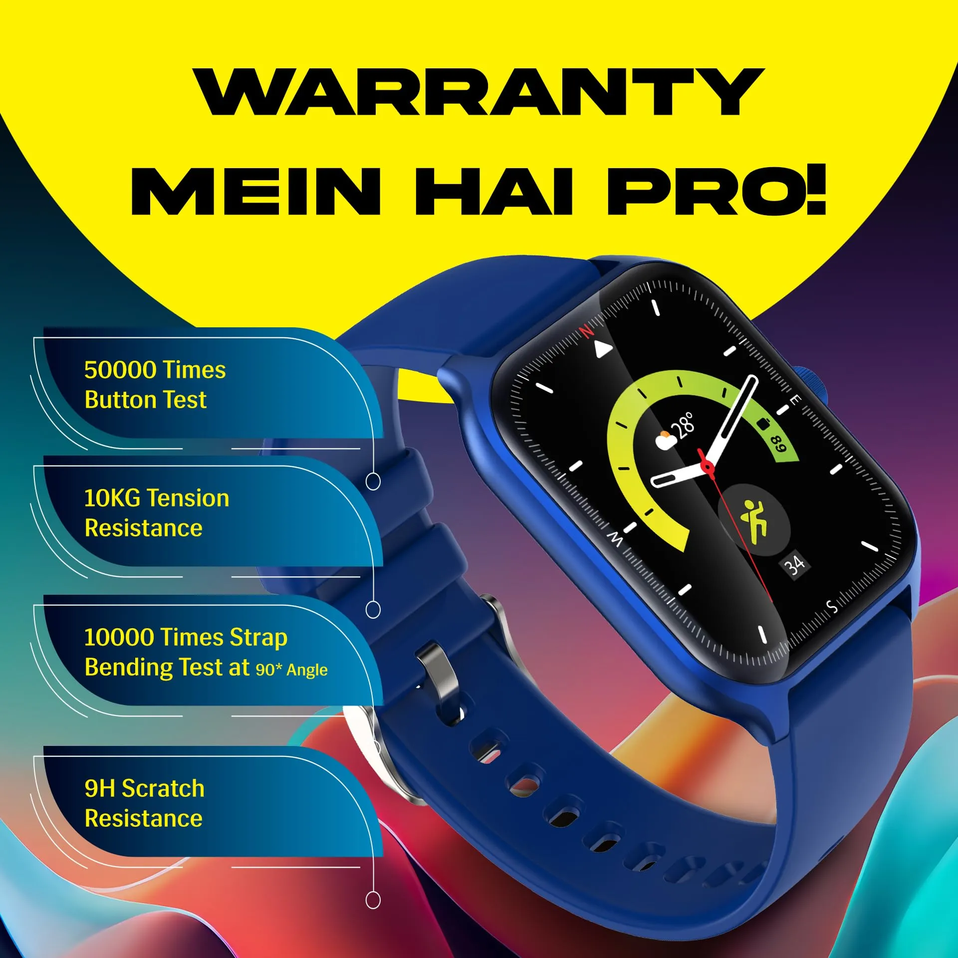 Prowatch VN with 2 Year Warranty | 1.96" TFT Display with High Resolution 320 * 386 | BT Calling | 500 Nits Brightness | Zinc Alloy Metal Body | IP67, Inbuilt Games | Delft Blue