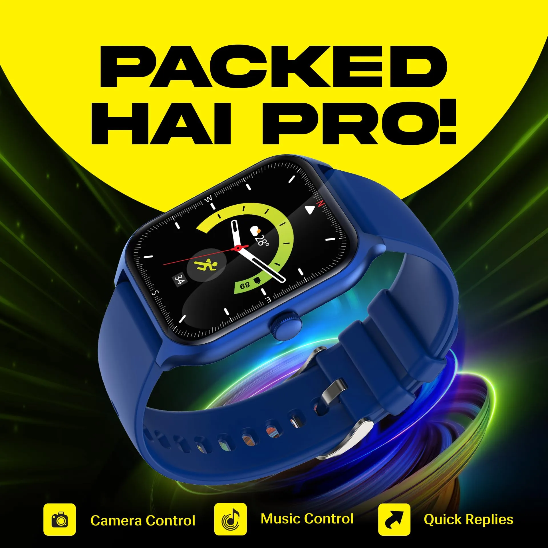 Prowatch VN with 2 Year Warranty | 1.96" TFT Display with High Resolution 320 * 386 | BT Calling | 500 Nits Brightness | Zinc Alloy Metal Body | IP67, Inbuilt Games | Delft Blue