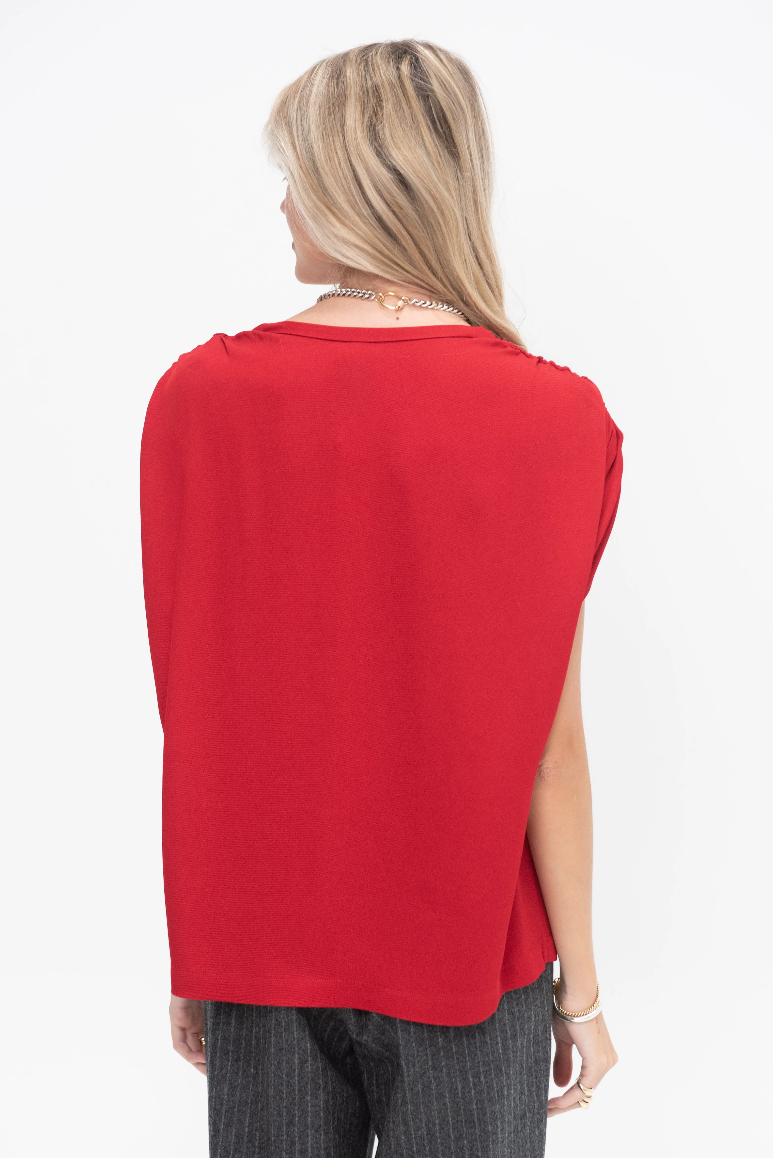 Ruched Muscle Top, Rouge