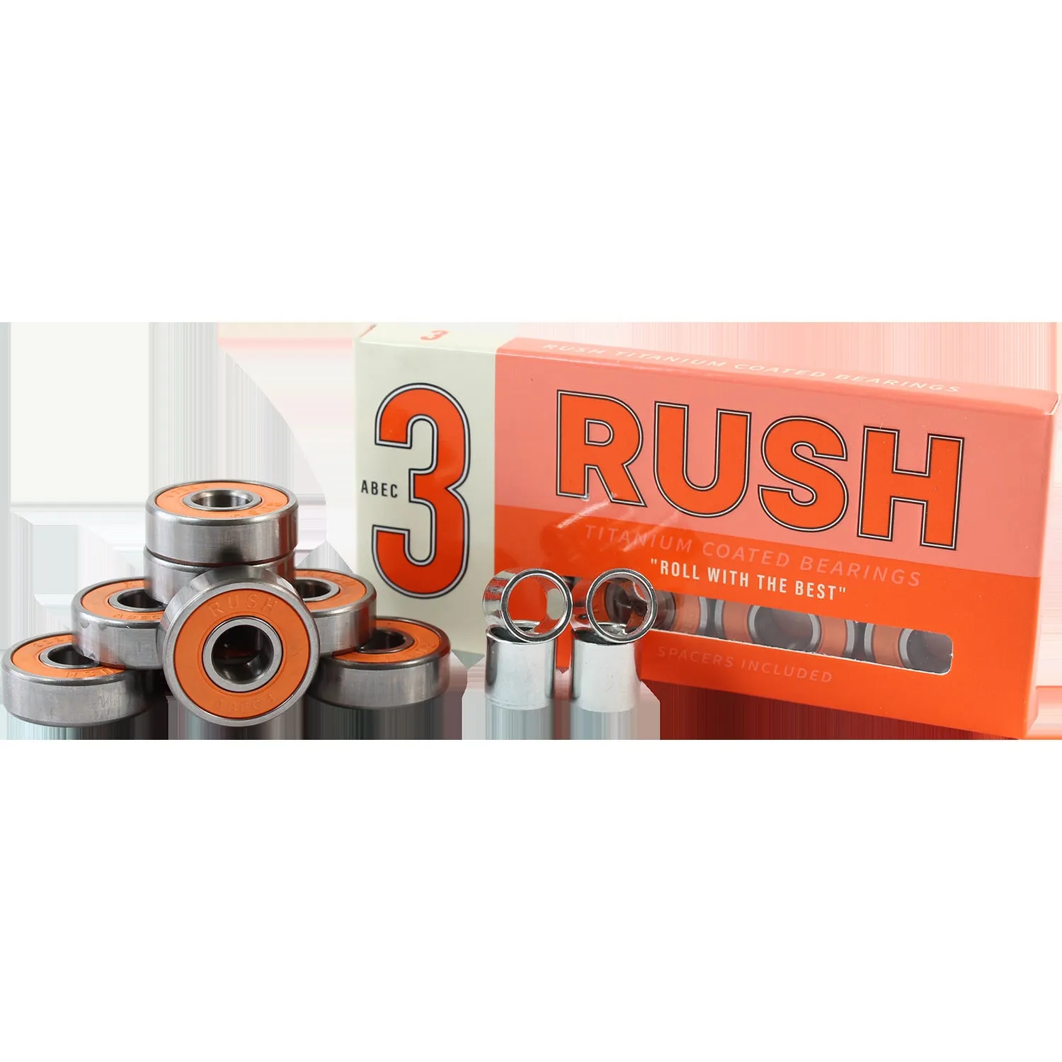 Rush 8mm ABEC 3 Skateboard Bearings (8 Pack)