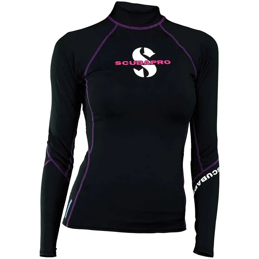 ScubaPro Onyx RashT-Flex Womens, Long Sleeve (UPF80)- Black/Purple