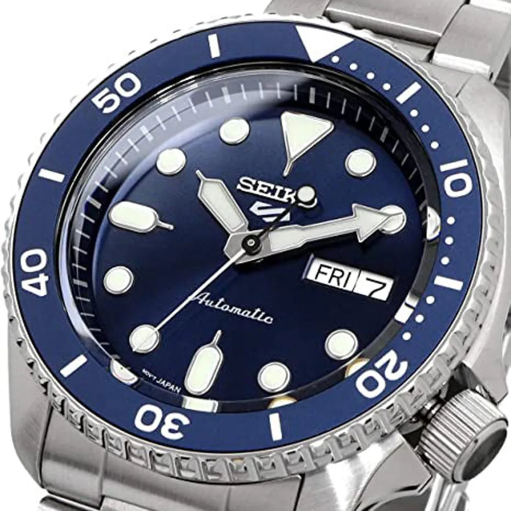 Seiko Mens Silver Band Blue Dial Automatic Movement Stainless Steel Watch - SRPD51