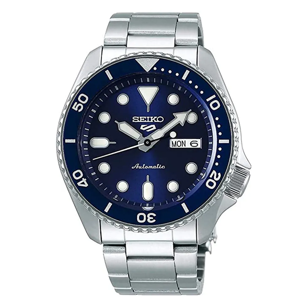 Seiko Mens Silver Band Blue Dial Automatic Movement Stainless Steel Watch - SRPD51