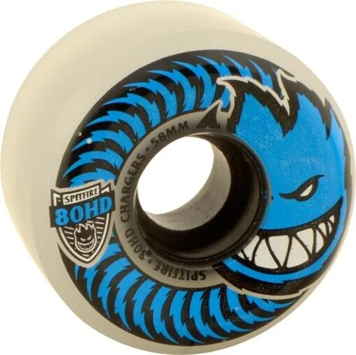 Spitfire Wheels 80HD Charger Conical 58mm - Clear/Blue (Set of 4)