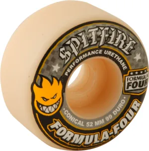 Spitfire Wheels F4 Conical 52mm 99a - White/Yellow/Black (Set of 4)