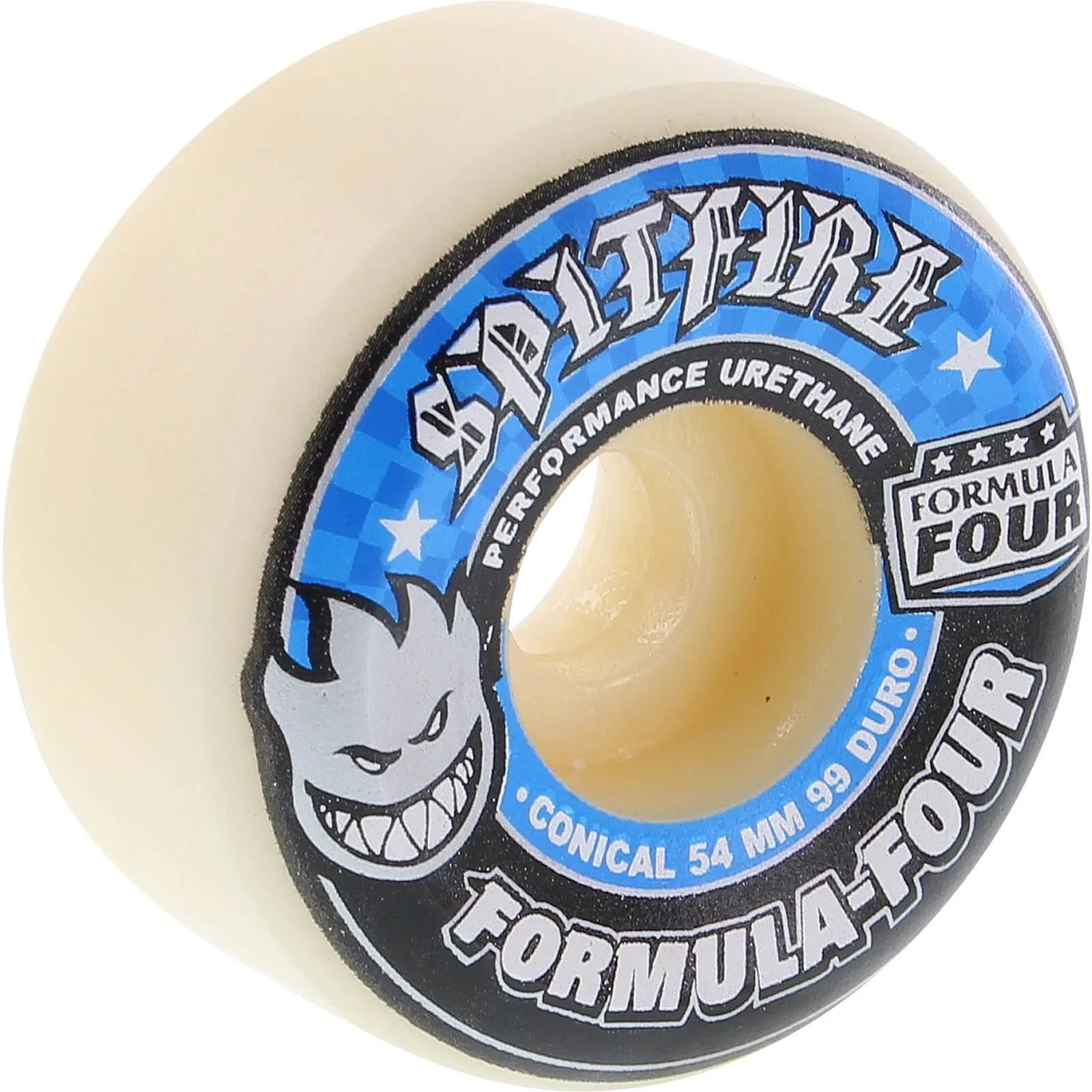 Spitfire Wheels F4 Conical Full 54mm 99a - White/Blue (Set of 4)