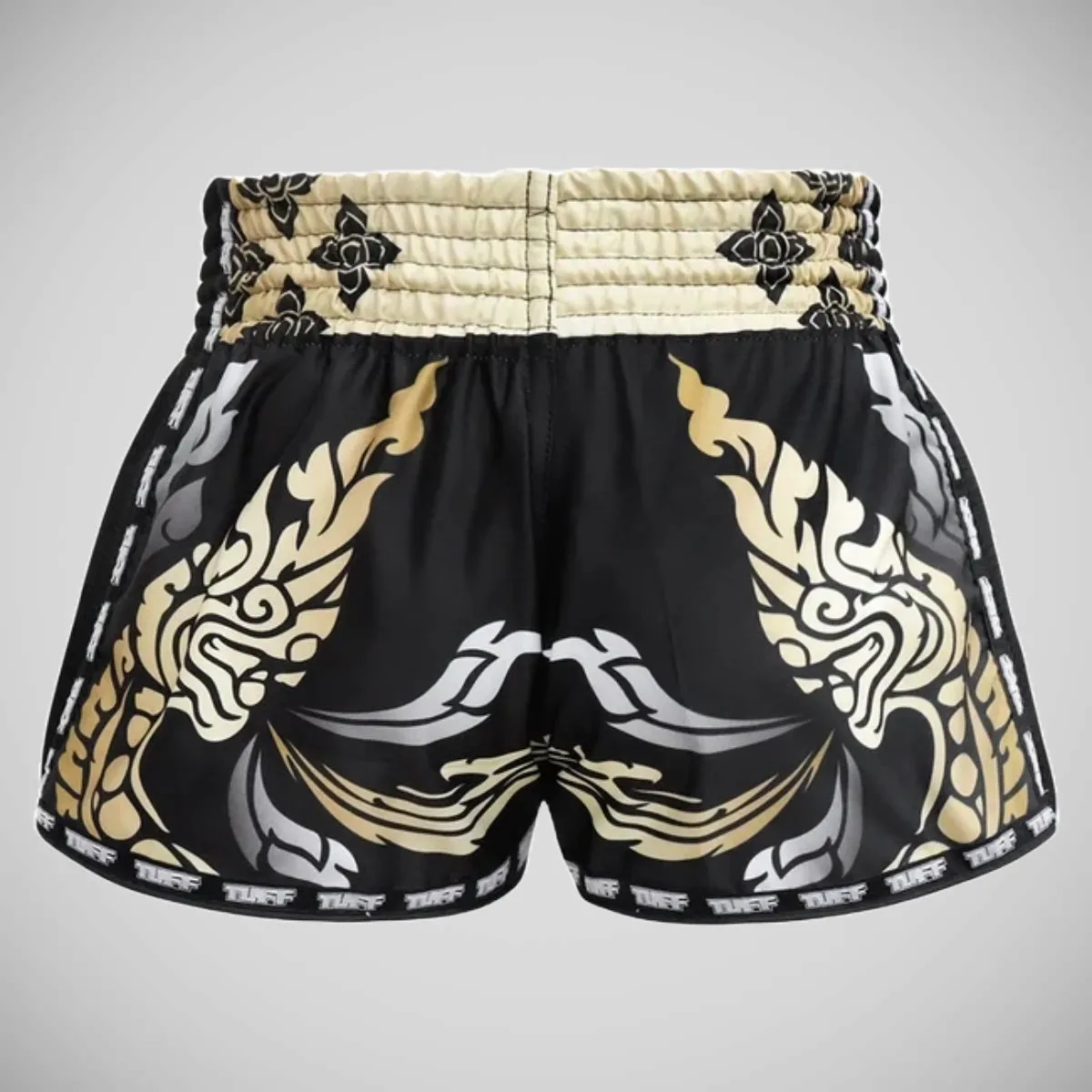 TUFF Sport MRS201 Retro Style Thai King Of Naga Muay Thai Shorts Black