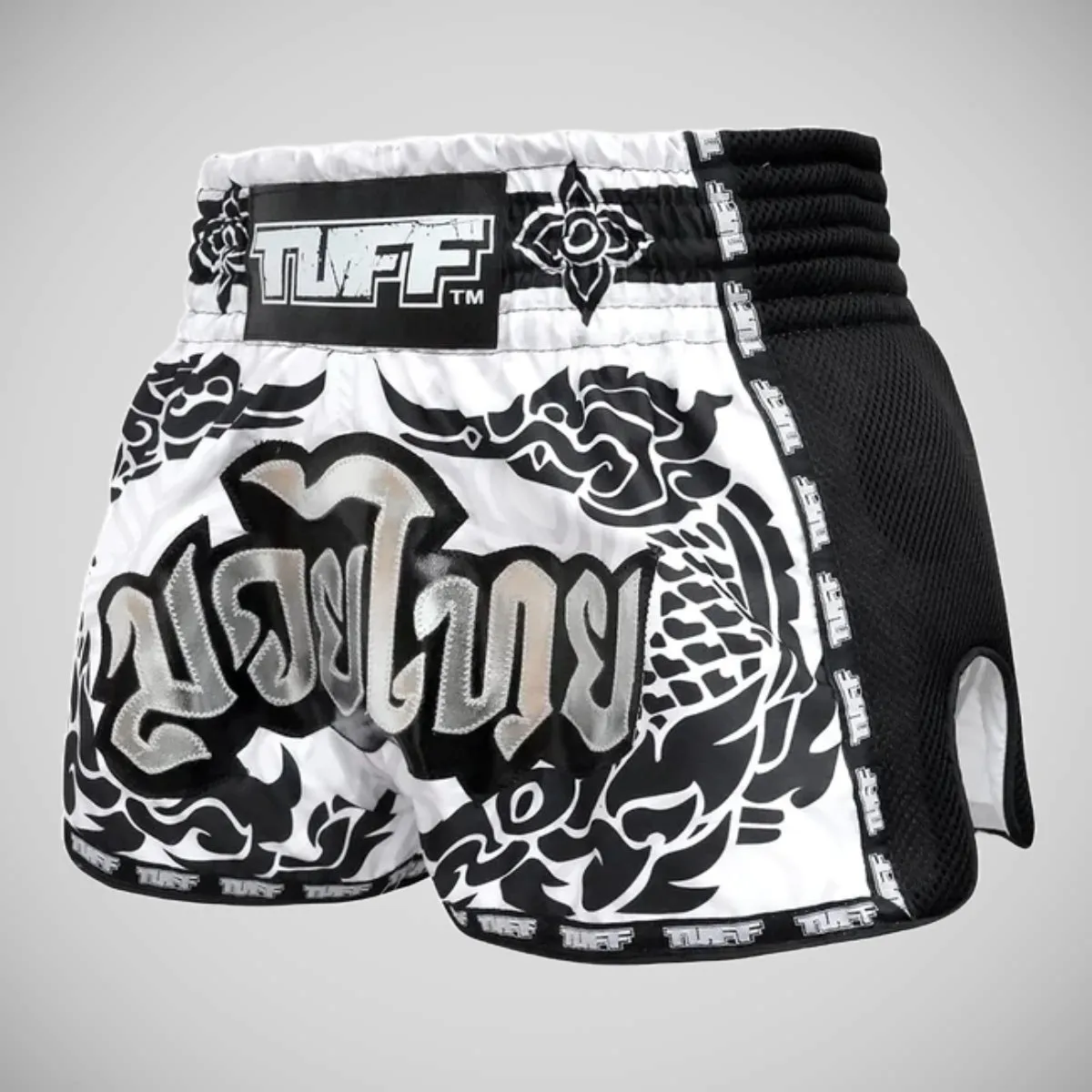 TUFF Sport MRS201 Retro Style The Great Hongsa Muay Thai Shorts White