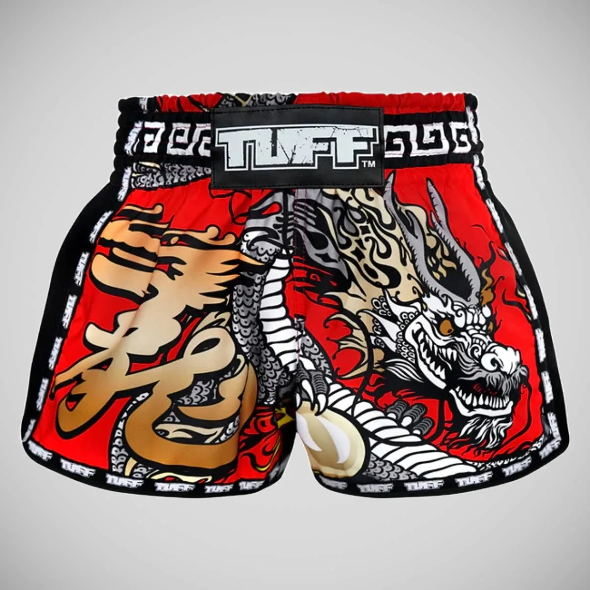 TUFF Sport MRS205 Retro Style Red Chinese Dragon Muay Thai Shorts