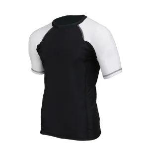 X-Fitness XFM7001 Men's Black and White Short Sleeve Compression Rash Guard Athletic Shirt- MMA, BJJ, Wrestling, Cross Training