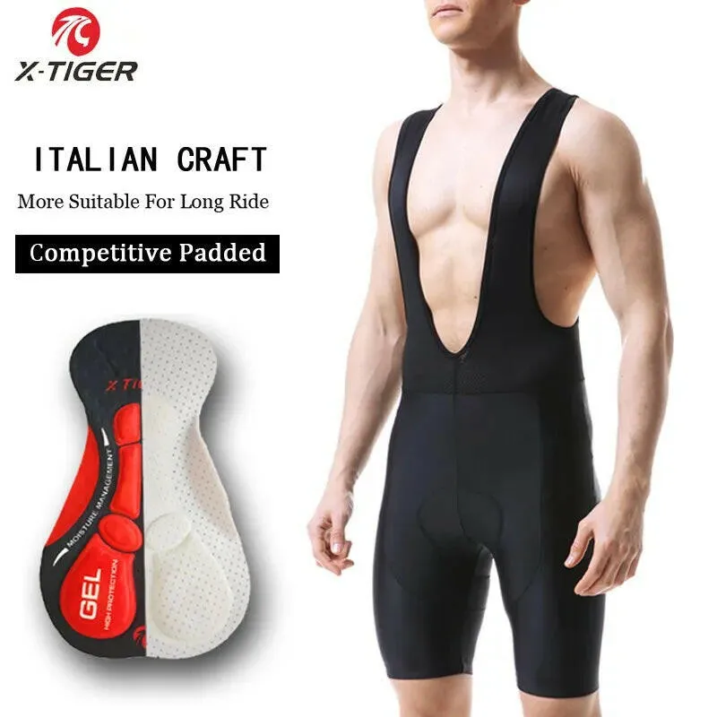 X-TIGER Cycling Bibs Shorts Bike Tights Triathlon 5D Gel Padded Pro Lycra Bicycle Shorts Breathable Man Mountain Biking Shorts