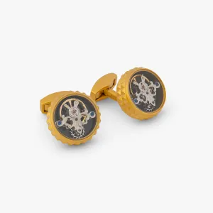 Yellow Gold Plated Diamond Giza Tourbillon Cufflinks